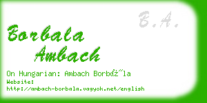 borbala ambach business card